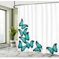 thumbnail image 5 of Ambesonne Spring Shower Curtain, Sunny Butterflies Morphs, 69"Wx84"L, Black Turquoise, 5 of 5