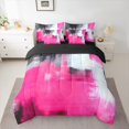 thumbnail image 2 of Manfei Watercolor Artwork Bedding Comforter Set 7-Piece, Hot Pink Gray Aesthetic Full Bedding Set, Ombre Oil Painting Fitted Sheet Flat Sheet, Lightweight Room Decor, 2 of 8