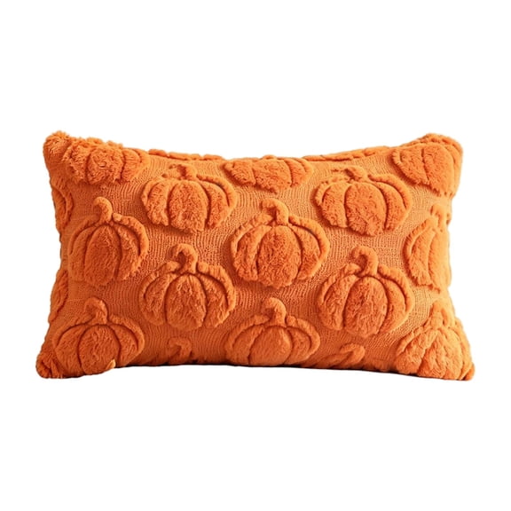 Pillow Cover Orange Embroidered Faux 12 X 20 Inch 1 Pack for Halloween Fall Decor Living Room Bedroom Sofa