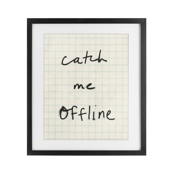 Stupell Industries Modern Catch Me Offline Scrawl Black Framed Print Under Glass, 13 x 16, by Victoria Barnes