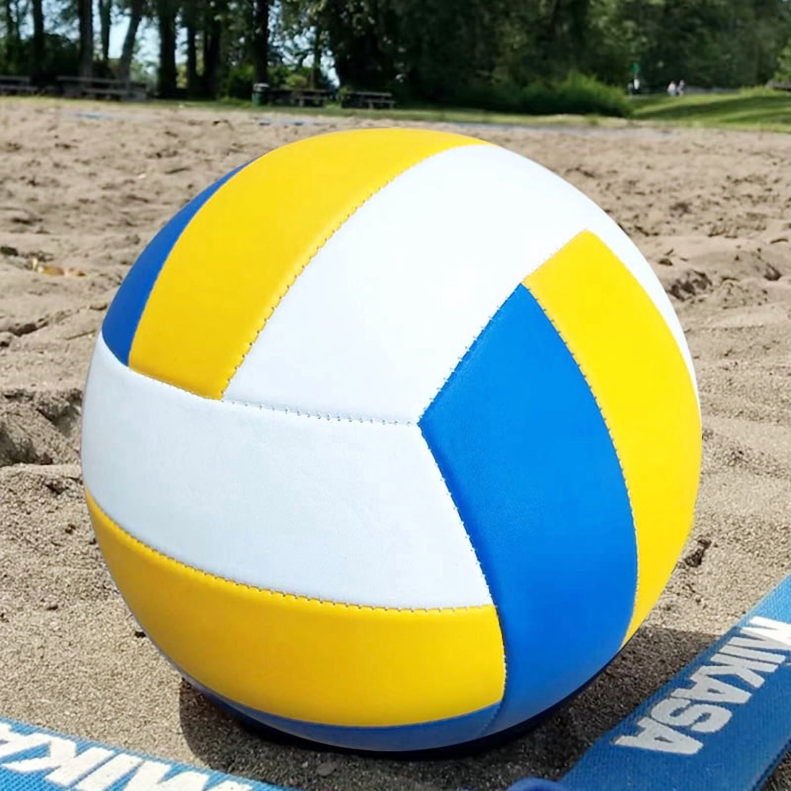 Customized volleyball for the high school entrance exam, in-stock wholesale, machine-sewn PVC, for junior high school competition and training, blue, yellow, white, hard type, size 5 volleyball