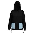 thumbnail image 5 of vdgthytj Rain Jacket Women Long Sleeve Full Zip Color Block Hooded Waterproof Fall Outdoor Outerwear with Pockets(Medium,Light Blue), 5 of 7