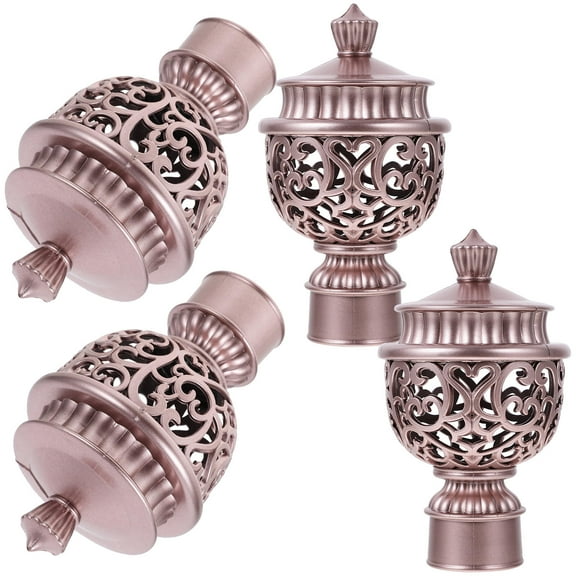 COSMOBETTY 4pcs Rose Gold Hollow Out Curtain Rod Decorative Ends Stylish Finials For Bedroom And Dining Accessories