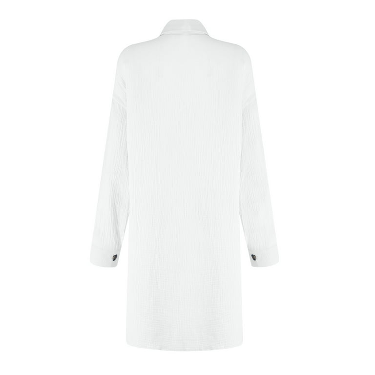 white long sleeve tee shirt dress Convertible t-shirt dress for women in white with long sleeves Gimaguas