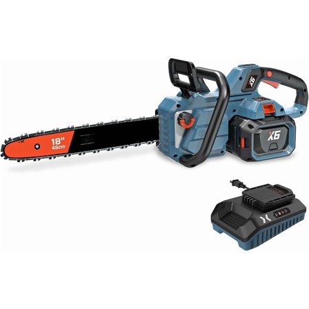 60V 18" Electric Chainsaw, Cordless Battery Powered Chainsaw, Brushless Chain Saw, Includes 4Ah Battery & Charger, Garden Tool for Trees, Pruning, Branch Cutting, Yard, Fathers Day Gift, CSX6-M1