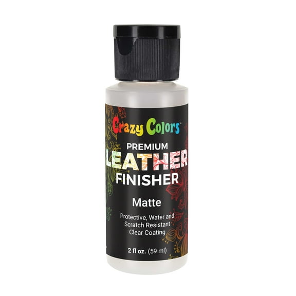 Crazy Colors Premium Dull Matte Acrylic Leather and Shoe Paint Finisher, 2oz Bottle - Clearcoat Sealant Protection - Durable Scratch, Crack, Peel, Fade Resistant Finish - Artwork Jackets, Bags Purses