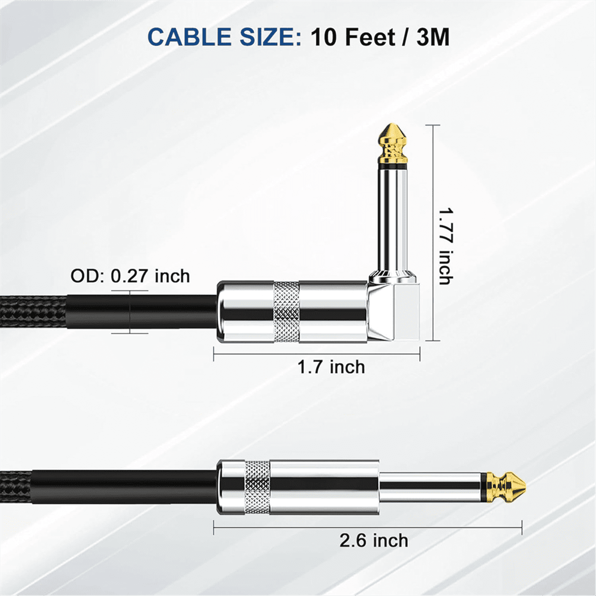 Guitar Cable Cord 10ft AMP for & Electric Guitar/Keyboard/Mandolin, Audio