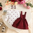 thumbnail image 5 of Ulitacool Girl Outfits Long Sleeve Crewneck Graphic Prints T Shirts Suspender Skirts Fashion Toddler Clothing 12-18 Months Red, 5 of 5