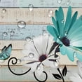 thumbnail image 3 of Rustic Teal Daisy Floral Shower Curtain，Farmhouse Farm Flowers and Butterfly Country Wooden Bath Curtains, Turquoise Vintage Antique Home Bathroom Decor Bathtub Set, 72X72in, 3 of 4