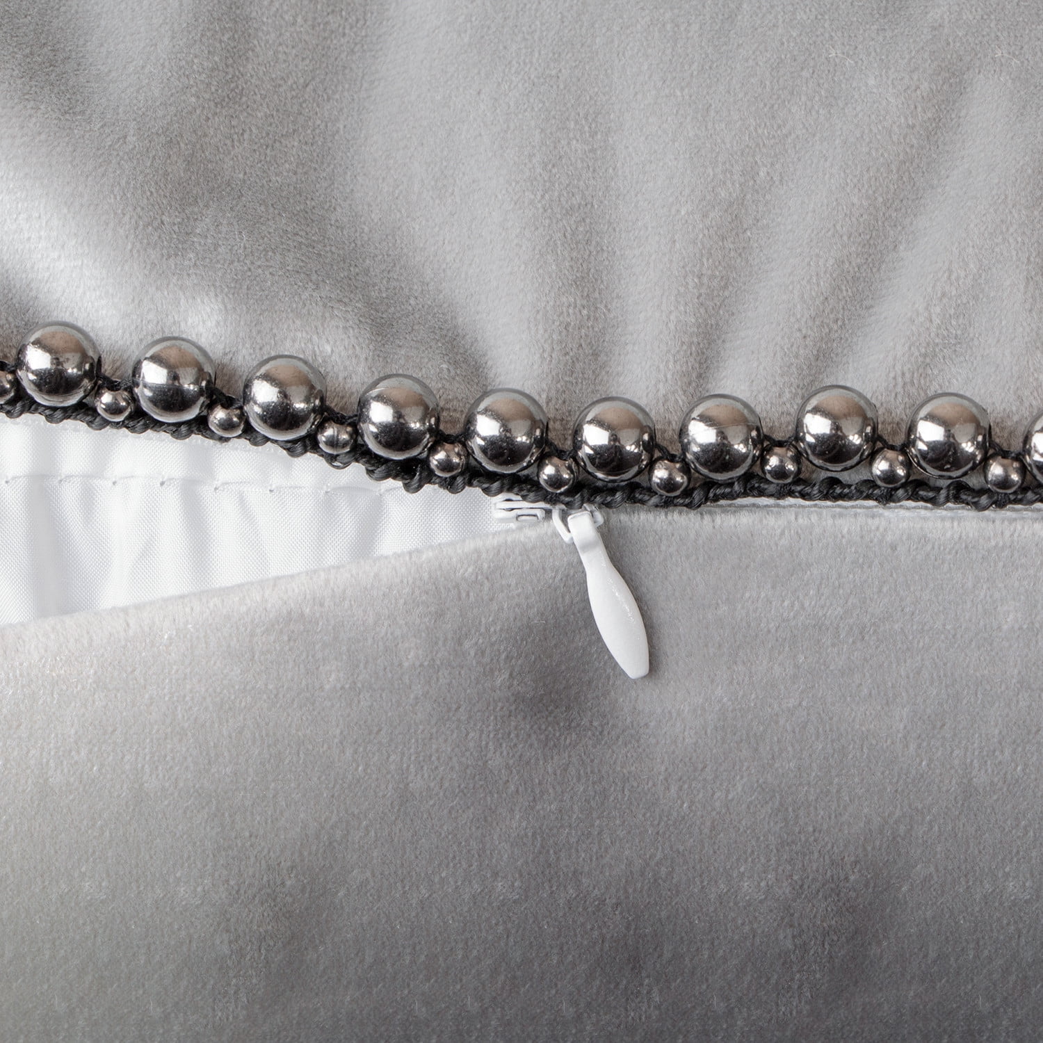 Phantoscope Particles Trimmed Soft Velvet Throw Pillow, 18" x 18", Gray with Silver Particles, 1 Pack