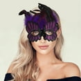 thumbnail image 5 of Unique Bargains 1 Pc Sequined Feathers Party Mask Purple Black Plastic Feather, 5 of 5