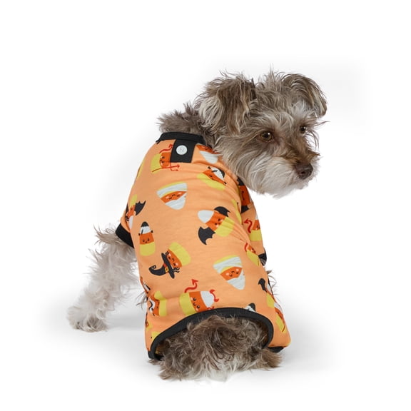 Vibrant Life Halloween Pajamas for Dogs and Cats, Candy Corn, Yellow and Orange, XS