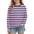 thumbnail image 6 of fatyb Kids Striped Long Sleeve Shirts for Boys Girls Color Block Casual Tops Lightweight Crew Neck Tees, 6 of 7