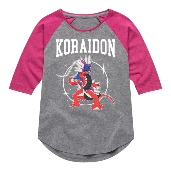 Pokémon - Koraidon Collegiate - Youth Girls Raglan Graphic T-Shirt