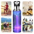 thumbnail image 5 of 1000ml Vacuum Insulated Sports Water Bottle with Foldable Straw Stainless Steel Portable Thermos Cup Purple Neon Waterfall, 5 of 7