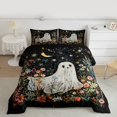 thumbnail image 2 of Manfei Cute Cartoon Ghost Bedding Comforter Set,Watercolor Flower Floral Twin Comforter Sets,Happy Halloween Bedding Set For Kids Girl,Ultra Soft Home Decor Reversible,2pcs, 2 of 8