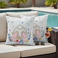 thumbnail image 5 of Easter Rabbit Pillow Covers 2 Pack Spring Pink Blue Flowers Egg Bunny Tail Blue Plaid Floral Texture Pillowcase Waterproof Outdoor Throw Pillow Cover for Patio Garden Square Cushion 24”x24”, 5 of 9