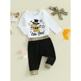 thumbnail image 3 of FEORJGP Infant Boys Girls New Year Jumpsuit Outfits Newborn Baby Long Sleeve Romper LetterStar Print Jumpsuit Crew Neck Bodysuit with Long Pants and Headband Loose Casual Clothes Set, 3 of 9
