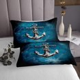 thumbnail image 3 of Nautical Anchor Bedspread Queen Size Bedding for Living Room Navigation Ocean Adventure Theme Psychedelic Decor Coverlet Set Spider Web Mystic Trippy Teal Black Quilt Set All Season,3 Pcs, 3 of 5