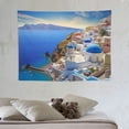 thumbnail image 4 of COMIO Greece Island Tapestries Beach Sea Small Town Blue White Houses Wall Hanging Polyester Backdrop for Living Dining Room College Dorm 40x30 Inch, 4 of 7