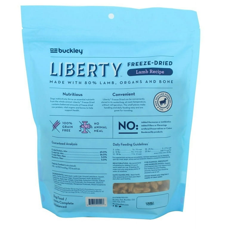 Buckley Pet Liberty Freeze Dried Dog Food Lamb Recipe 10 oz. Walmart
