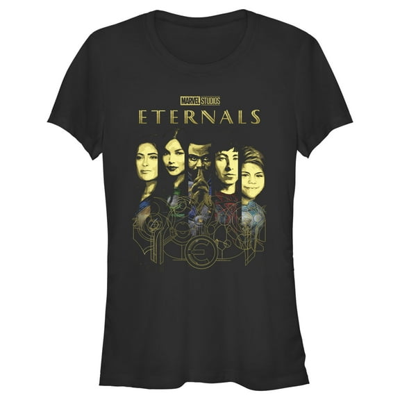 Junior's Marvel Eternals Panel Portraits  Graphic Tee Black Large