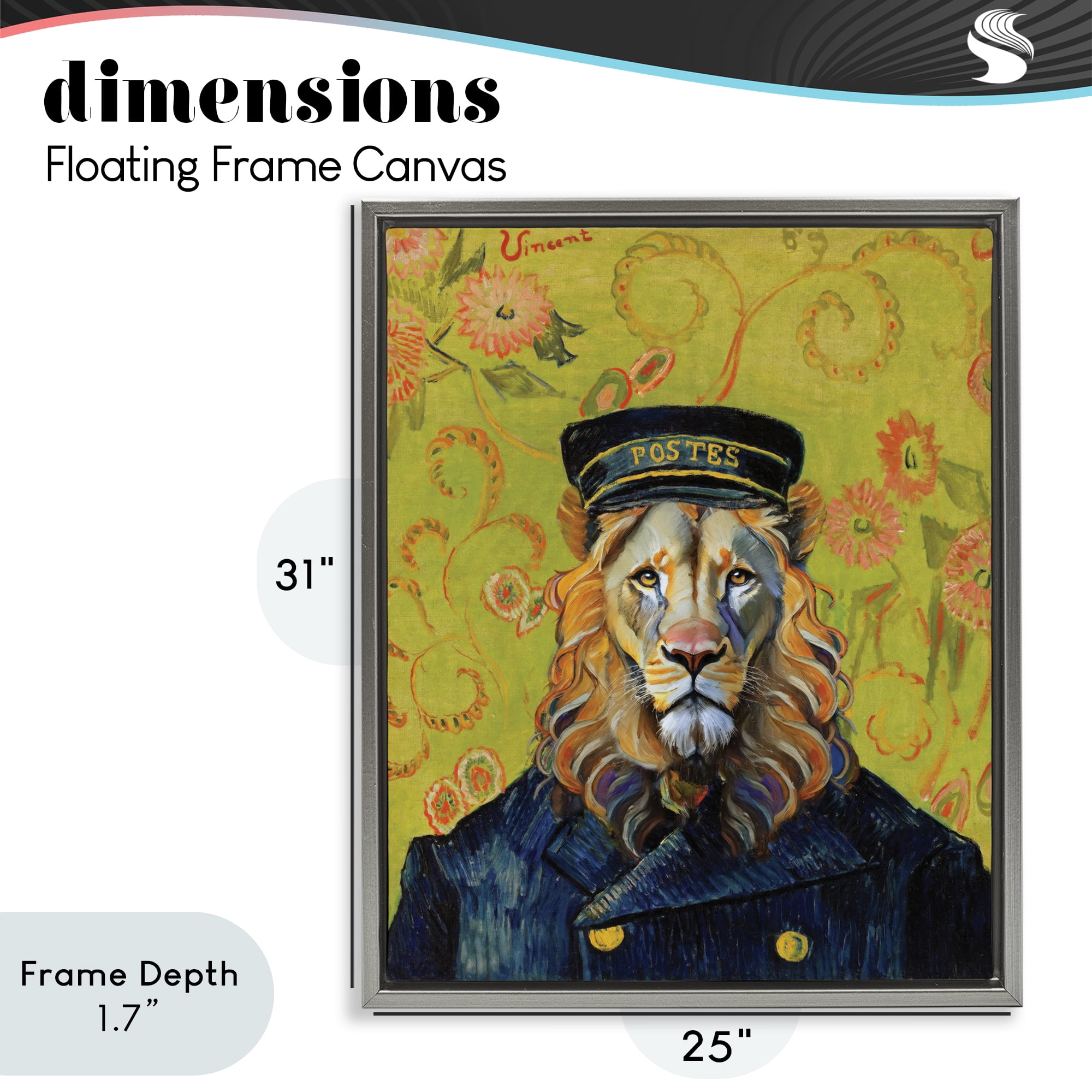 Stupell Industries French Lion Postmaster Gray Framed Floater Canvas Wall Art, design by Grotto Studios