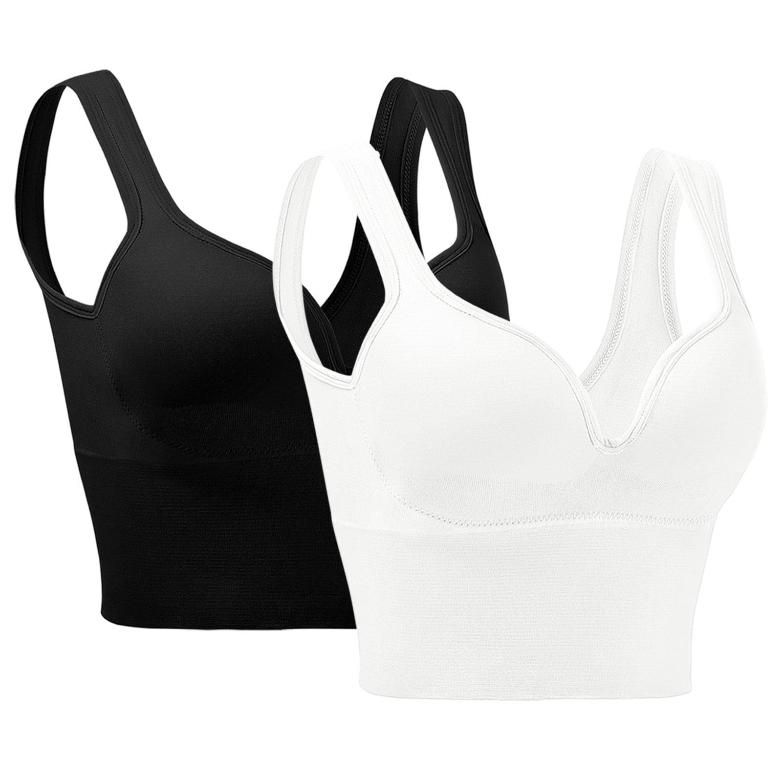 2 Pieces Womens Sports Bra No Wire Comfort Sleep Bra Plus Size Workout  Activity Bras With Non Removable Pads Shaping Bra Seamless Sports Bra Pack  - Walmart.com