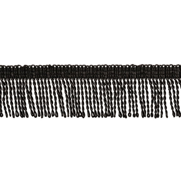 2" (5cm) Basic Trim Collection Thin Bullion Fringe Trim # BFT2,, Pure Black #K9 (Jet Black) 5 Yards (15 ft/4.5m)