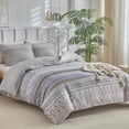 thumbnail image 1 of TEMOGU-Duvet Cover Queen, Soft Breathable Microfiber Queen Duevt Cover Set, 3 Pieces Comforter Queen Bedding Set with Zipper Closure, Corner Ties and 2 Pillowshams, Grey Striped, 1 of 4