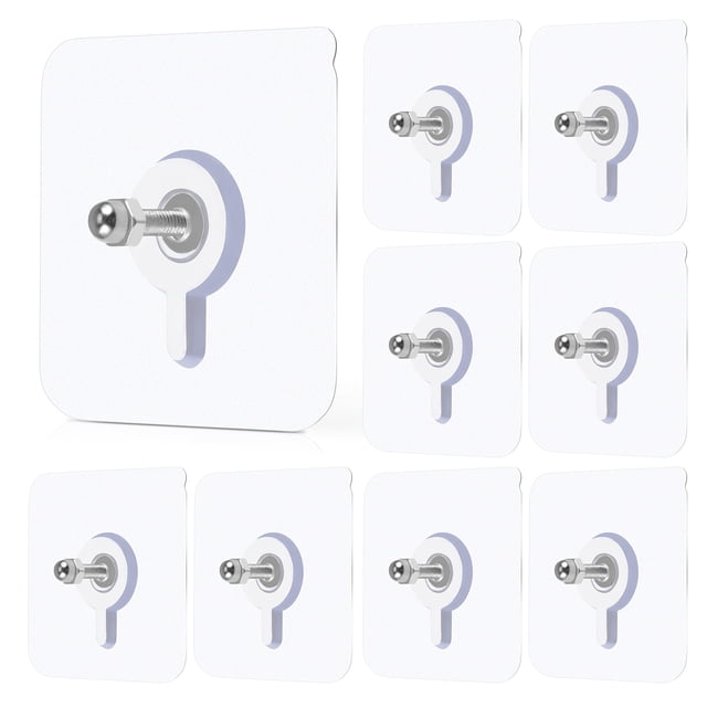 KAKOWELY 10pcs Furniture Clear Hanger Pads with Screws Non-Trace Hook Kitchen Sticker,2.24X"X2.24"X0.79"