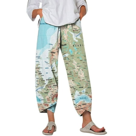 

Pajama Pants for Women Christmas Elk Snowflake Print Elastic Waist Drawstring Wide Leg Pants Casual Lounge Trousers