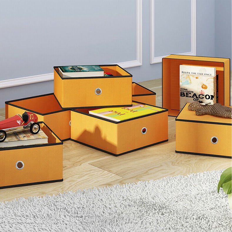 Foldable Storage Bins Cubes Fabric Cubby Basket Drawers Organizer, 4