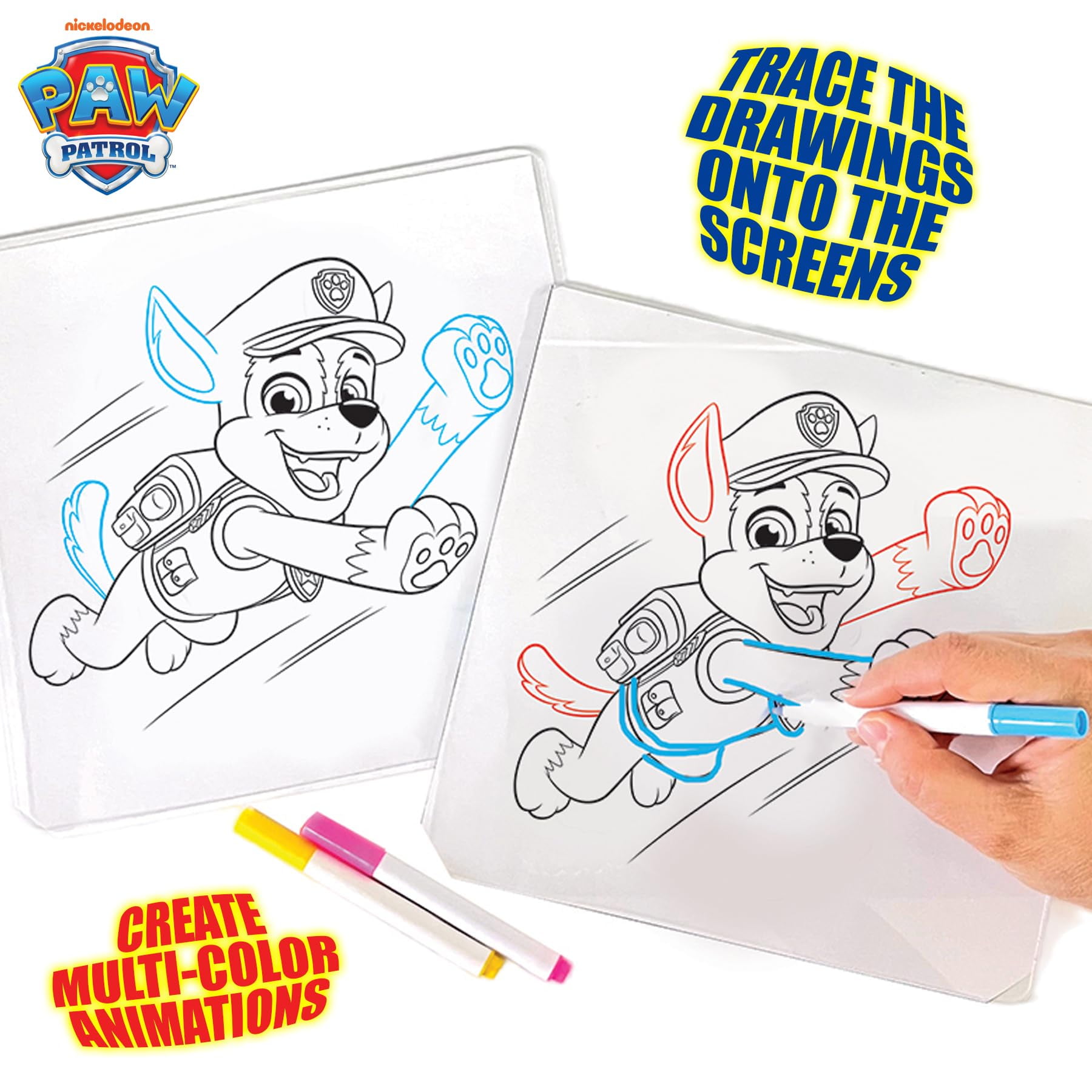 PAW Patrol Animated Glow Pad – LED Drawing Pad for Kids with 6 Storyboards, 3 Markers