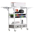 thumbnail image 6 of Rolling Craft Cart with 14 Vinyl Roll Holders and 2 Drawers, Foldable Storage Table Organizer on Wheels for Sewing, Art Supplies, Craft Room, 6 of 6