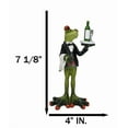 thumbnail image 2 of Green Toad Frog Silver Service Butler With Wine Glass And Bottle Figurine 7"H, 2 of 9