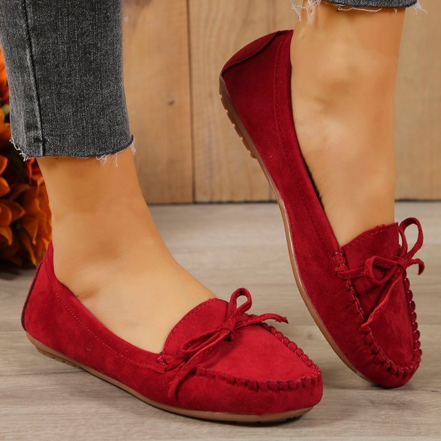 Cameland Chaussures Décontractées pour Femme, Mode, Confortables, Bout Rond, Talons Bas, Nœud, Couleur Unie