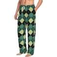 thumbnail image 2 of Easygdp Green Squares Men's Pajama Pant, Sleep Elastic Waistband Lounge Pants - Small, 2 of 9