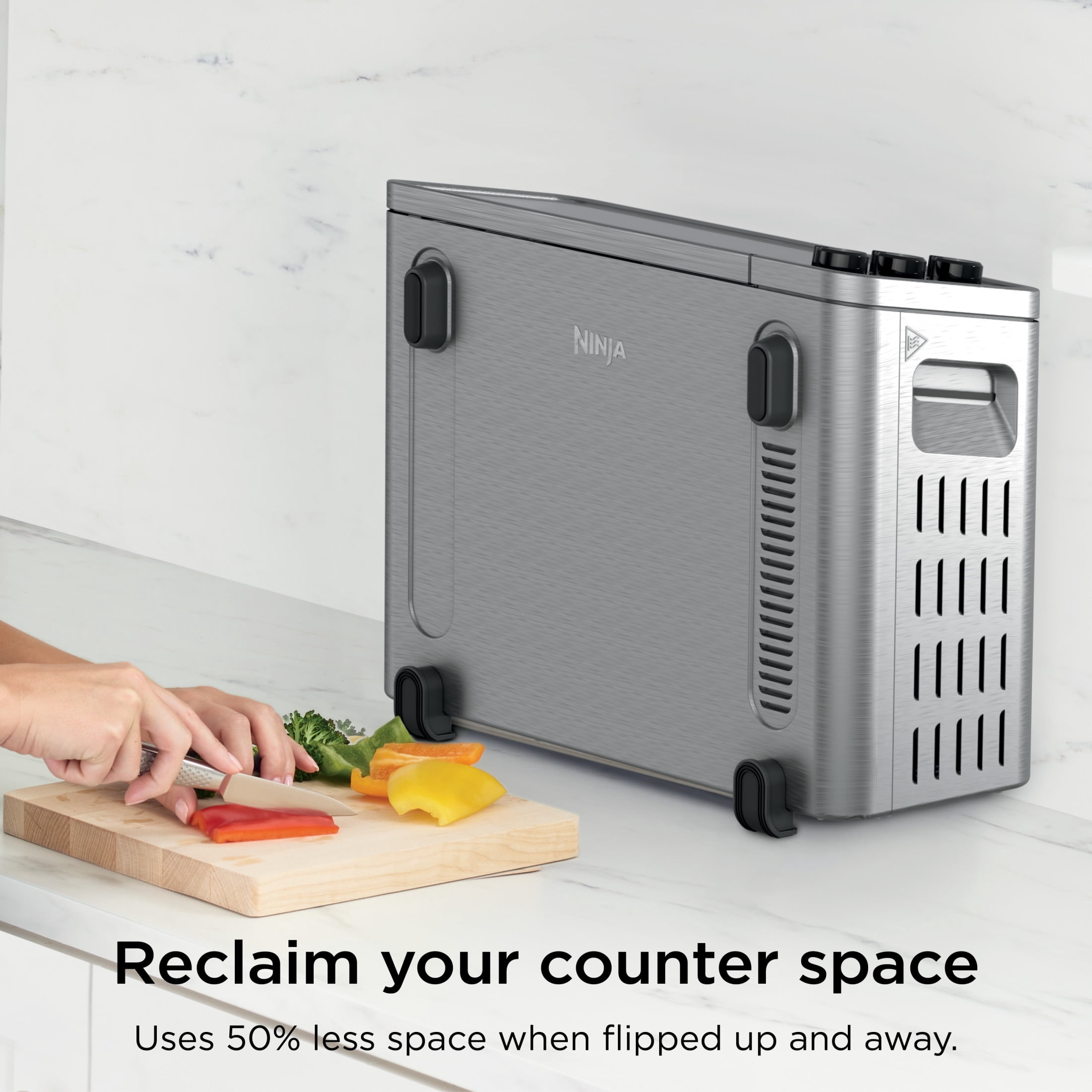 Ninja Flip Toaster Oven & Air Fryer, 6-in-1, Flip Up & Away for Storage, Roast, Toast, Bake & More, SP050 Silver