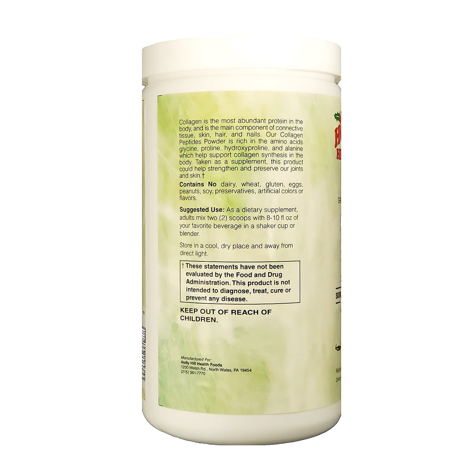 Holly Hill Health Foods Collagen Peptides, 20 Grams Type 1 & 3, Vanilla Flavor, 10.42 Ounce