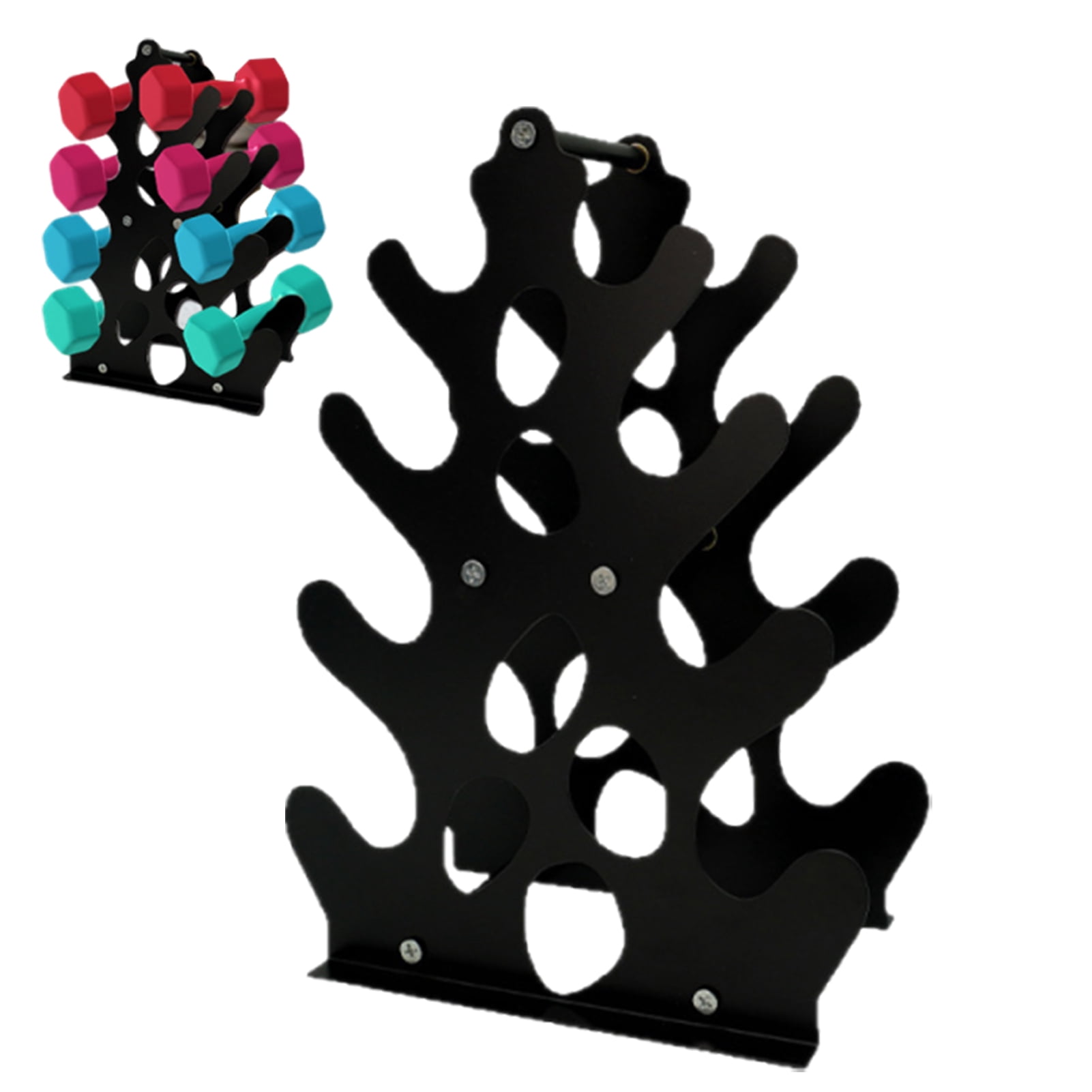 OIUR 4-Tier Dumbbell Rack Heavy Duty Weight Stand with Handle Space Saving A-Frame Metal Home Gym Workout Dumbbell Holder