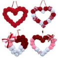 thumbnail image 3 of Gaiwos Valentine's Day Heart Wreath for Front Door 9.45 inches, Plush Pom Pom Heart Ornament, Romantic Fluffy Love Heart Valentines Day Decoration for Wedding Home Decor, 3 of 5