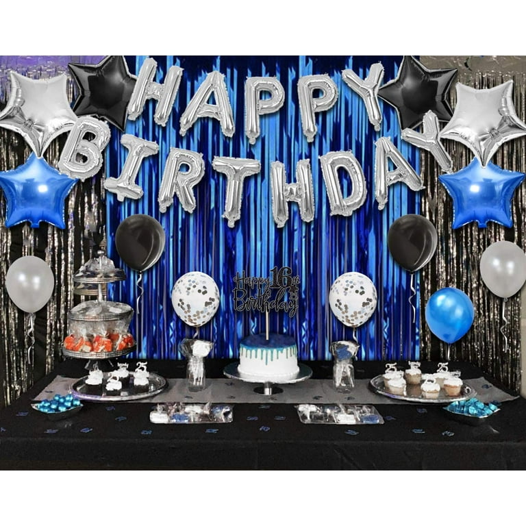 16Th Birthday Party Decoration Blue Silver for Boy Girl Sweet 16Th