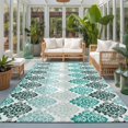 thumbnail image 2 of Large Area Rugs 6'x9', Turquoise Boho Flowers Carpet Runner Indoor Outdoor Rugs Home Decor Aesthetic, Modern Luxurious Geometric Floral Non Slip Mats Washable Accent Rug for Living Room Bedroom, 2 of 8