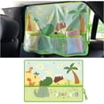 thumbnail image 1 of Car Window Shade, Vehicle Sunshade Curtain with Storage Pockets & Suction Cups for Baby, Cartoon Pattern Auto Interior Heat Sun Protection Cover, Universal SUV Sedan Trucks (Dinosaur) - Dinosaur, 1 of 6