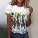 thumbnail image 2 of Tops de Cuello Redondo para las Mujeres, Nuevo Suéter de Manga Corta, Caballo Casual Impreso Top Camiseta, 2 of 5