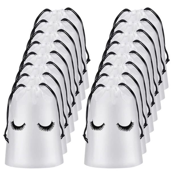 50 piezas de bolsas de plástico para el cuidado posterior de las pestañas, bolsas de maquillaje, artículos de tocador, bolsa de maquillaje, cosméticos, viajes con Dra, blanco transparente
