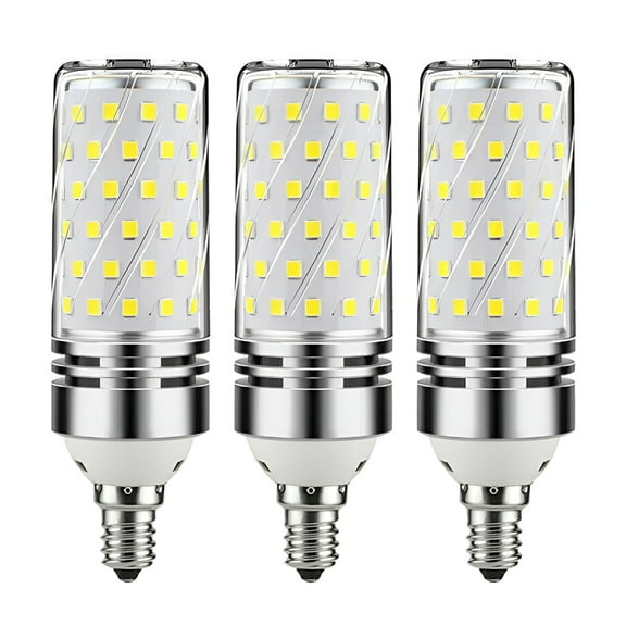 HIBIBUD 3Pcs E12 LED Corn Bulbs 16W LED 600LM White Candelabra Light