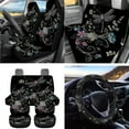 thumbnail image 2 of Jeiento Dragonfly Boho Floral 15 Pcs Car Seat Cover Set with 1 Rear View Mirror Cover 2 Coasters 1 Garbage Bin 1 Keychain 1 Air Vent Phone Holder 1 Steering Wheel Cover 4 Car Seatbelts for Women, 2 of 6