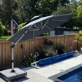 thumbnail image 2 of PURPLE LEAF Parasol de Patio Rond de Luxe 10 Pi, Grand Parasol Déporté à Mât Décentré avec Rotation à 360°, Gris, 2 of 14